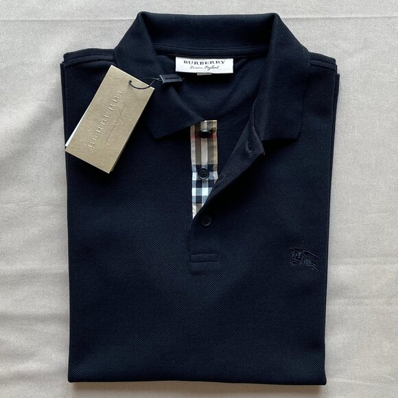 Burberry London Men's New Casual Black Color Polo Shirt XXL Size - Picture 1 of 7
